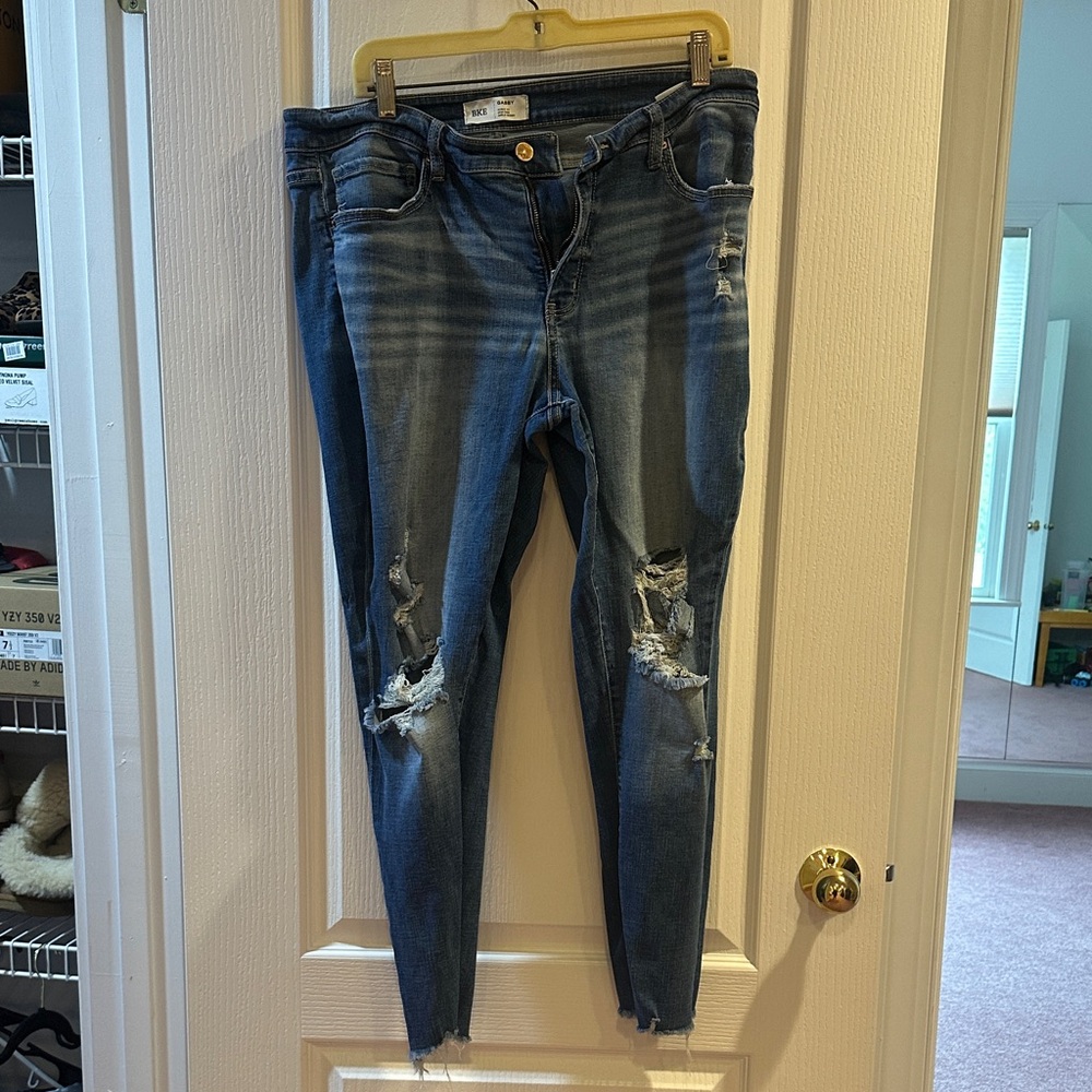 BKE Ripped Blue Skinny Jeans